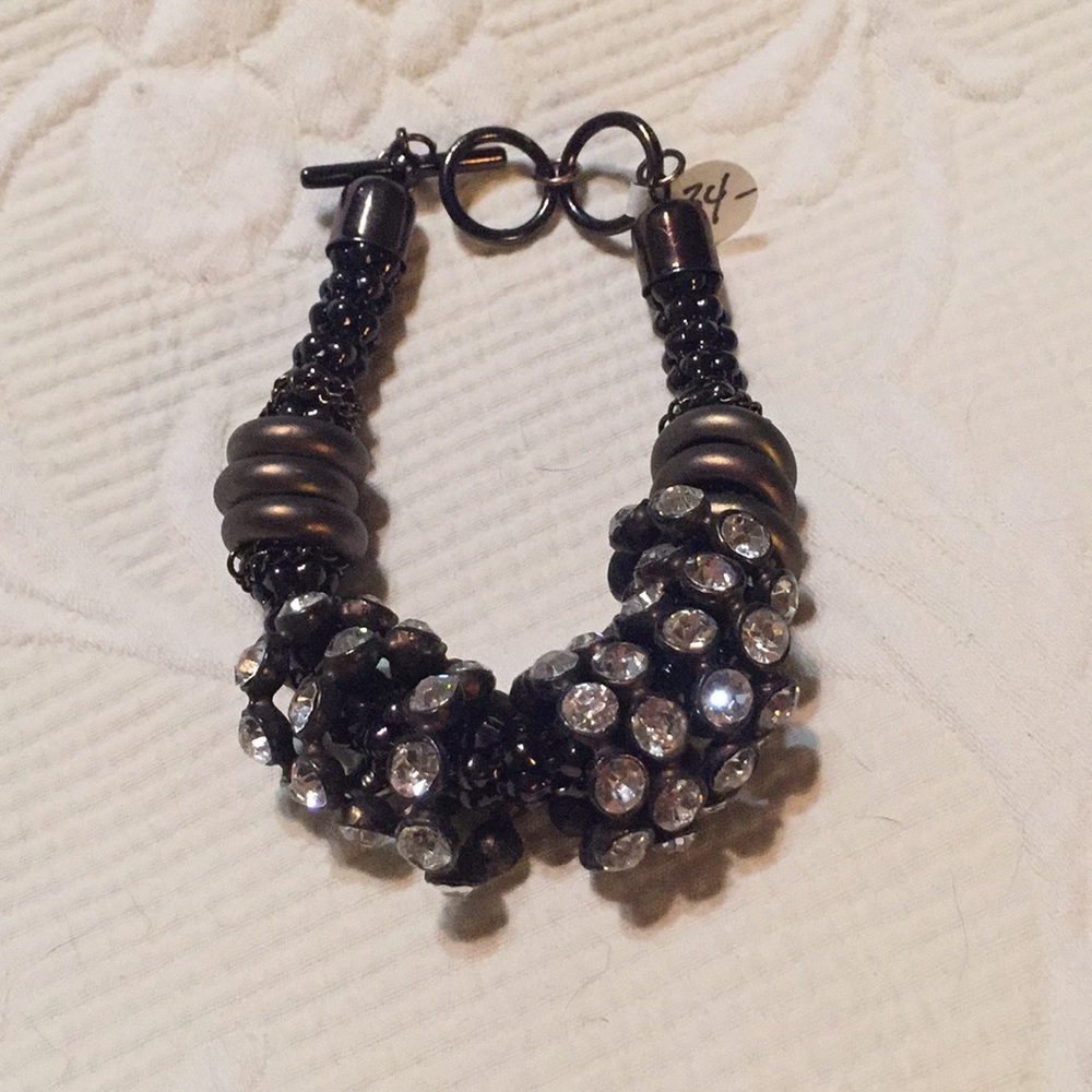 Chunky bronze and crystal bracelet